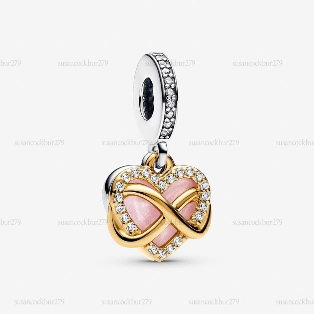 Pandora Sparkling Infinity Heart Dangle Charm|Two-tone